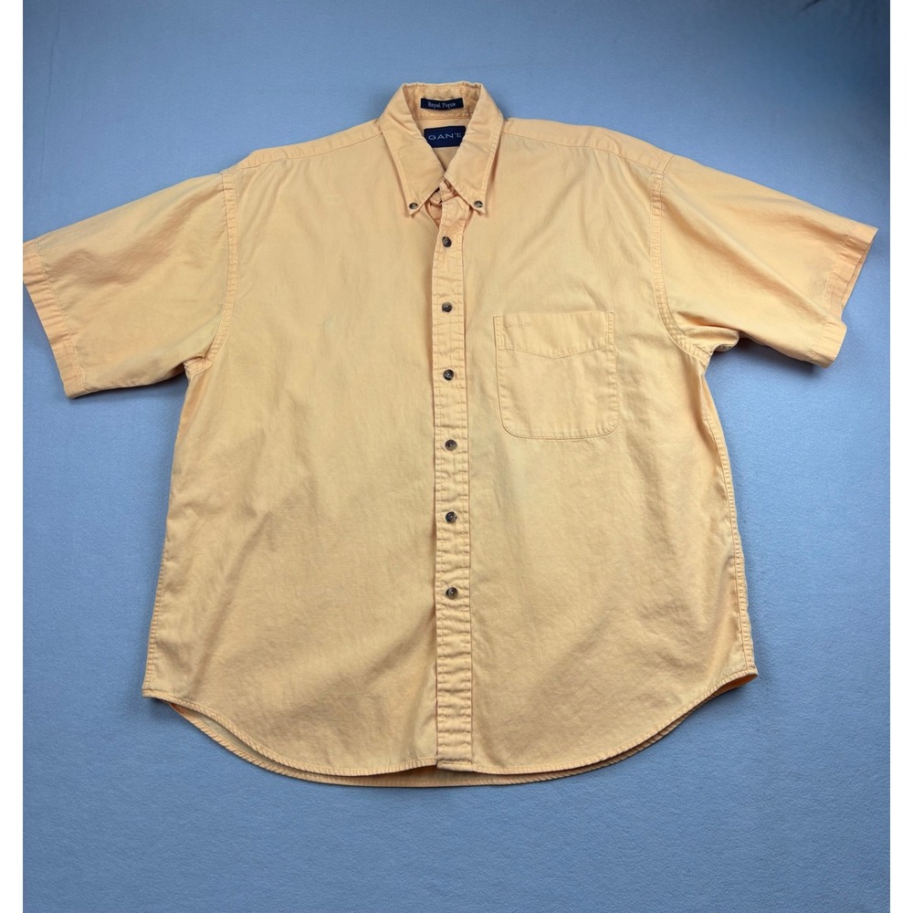 GANT Royal Pique Mens Shirt Large Short Sleeve Button Down Cotton Pocket